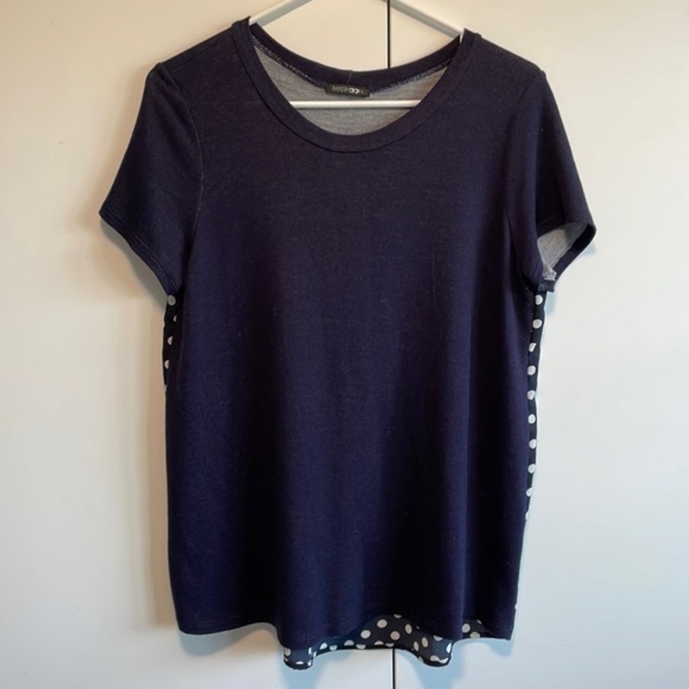 Papermoon Navy Short Sleeve Tee with Polka Dot Accents